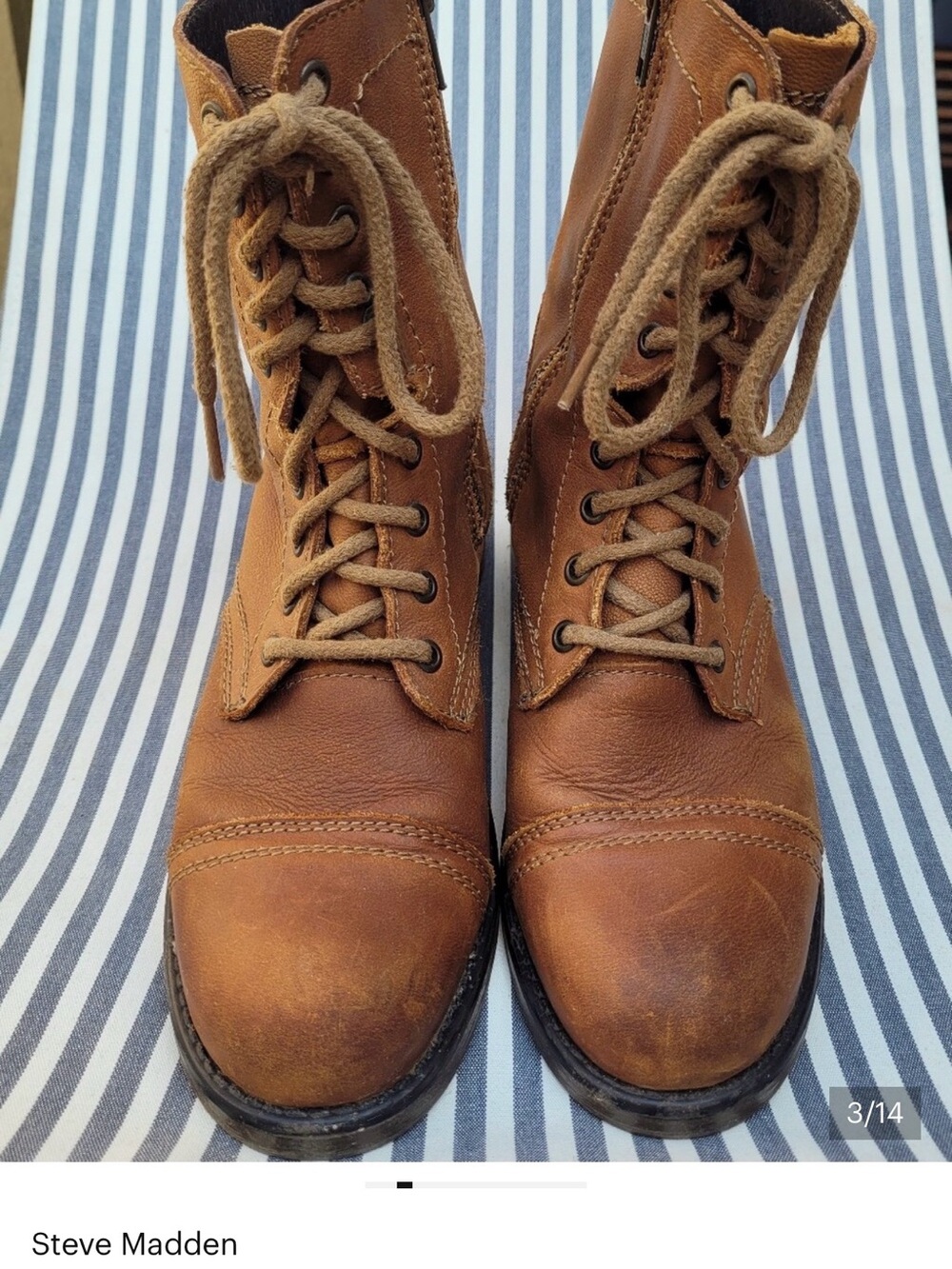 Steve Madden Troopa Brown Lace-Up Combat Boots